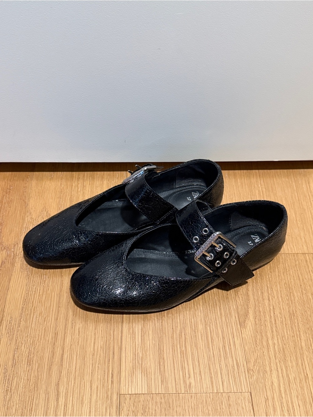 Zara Black Mary Jane Flats with Buckle